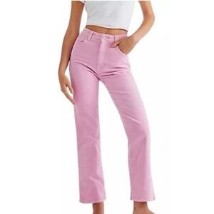 Rollas High Rise Straight Pink Corduroy Pants